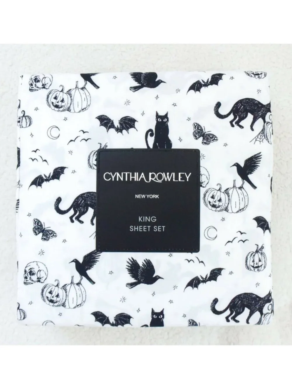 *Cynthia Rowley* Halloween Haunted Cats, Ghost, Pumpkin Sheets Set - KING - NEW!